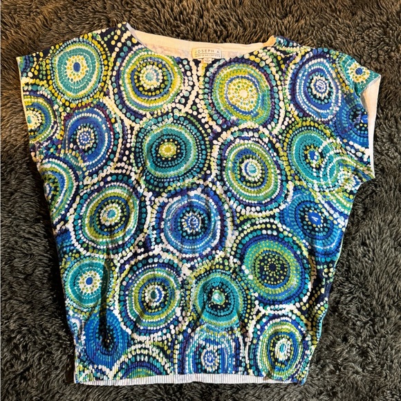 Medium circle pattern blue green white Joseph A. sweater - Picture 1 of 5